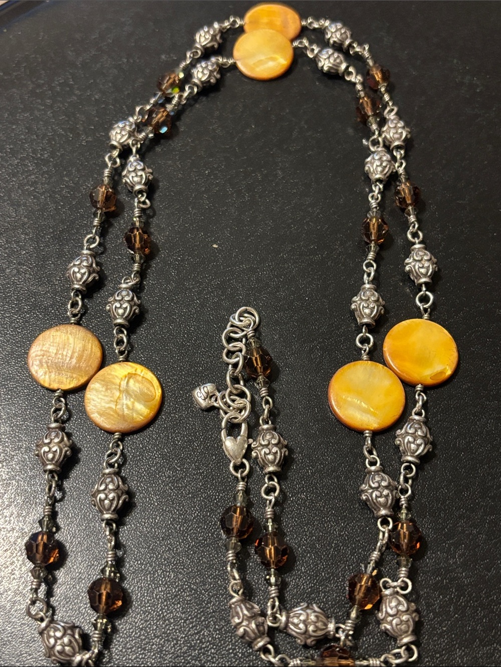 Brighton ‘Utopia’ Gold-Tone Shell Disc Necklace Fall Colorway
